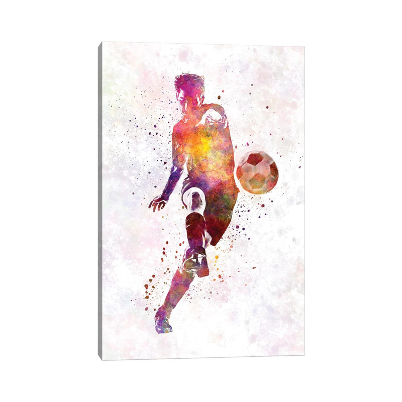 Man Soccer Football Player X by Paul Rommer - Painting on Canvas, 20.32 cm H x 30.48 cm W, Wrapped Canvas