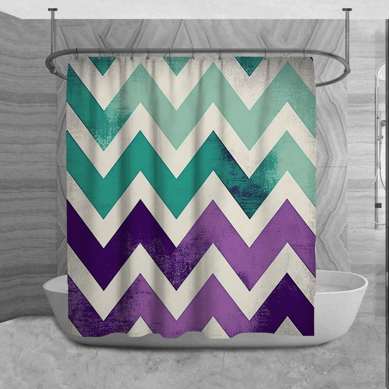 Rideau de douche Briant, H 84 po x l 70 po, Mauve / turquoise