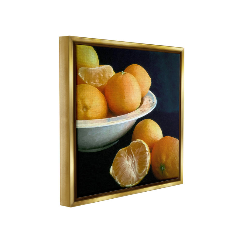 «Peeled Oranges Still Life» sur, H 18 po x l 18 po, Cadre flottant métallique doré