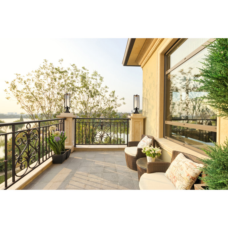Stockton 1 Light Outdoor Pier Mounted Fixture in Black, 27'' H x 6'' W x 7.25'' D