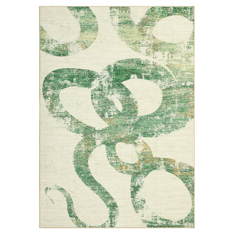 Washable Area Rug Living Room Rugs,Modern Abstract Carpet Indoor Floor Rugs for Dining Room Kitchen Playroom Dorm, Green