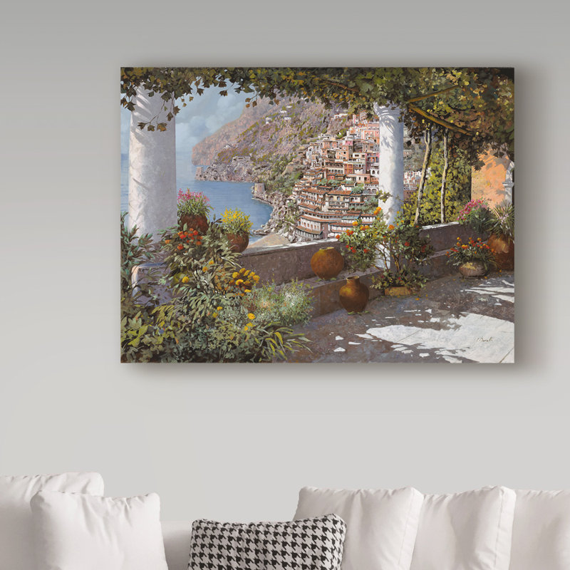 «La Terrazza a Positano» par Darlee, reproduction de peinture acrylique sur toile tendue, H 14 po x l 19 po x P 2 po