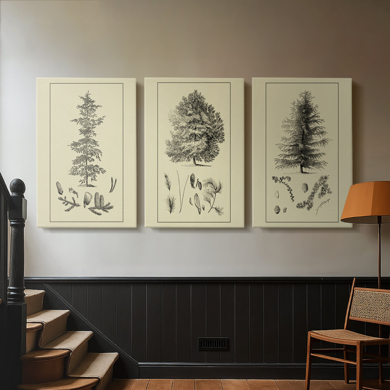 Arbor Study II - Toile tendue avec châssis - 3 pièces, H 27 po x l 54 po