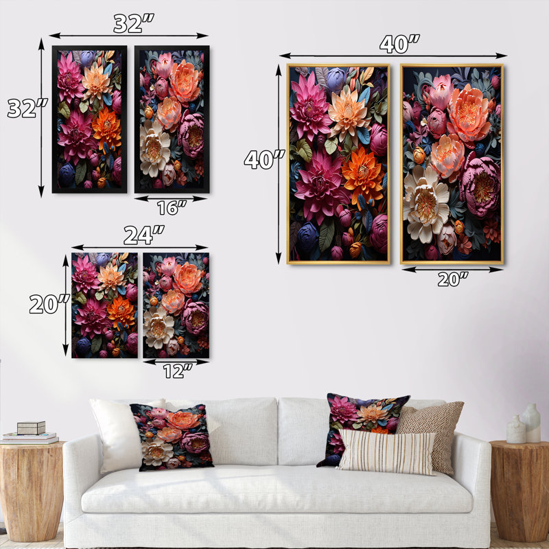 «Rhododendron Magenta Majesty Showcases», 2 pièces, Toile tendue, H 24 po x l 20 po