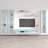 120" Modern Floating Wall Mounted Entertainment Center with 16-Color LED Lighting, High Gloss Finish-193191625