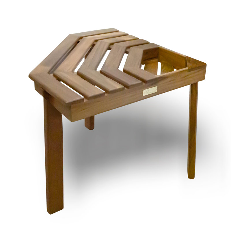 Tabouret de coin de douche en teck