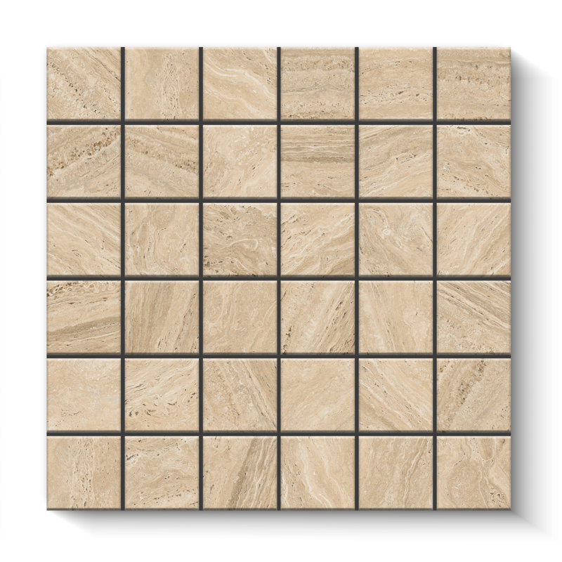 Colosseum Matte 2x2 Mosaic Square Wall & Floor Travertine Look Tile (12x12 Sheet), Beige
