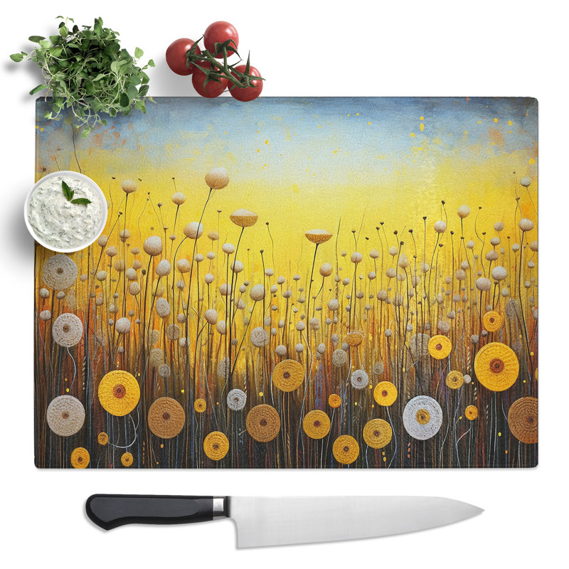Dandelion Colour Field  Glass Chopping Board