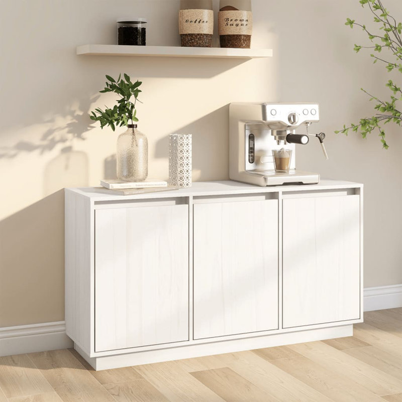  Sideboard White 43.7X13.4X23.6" Solid Wood Pine