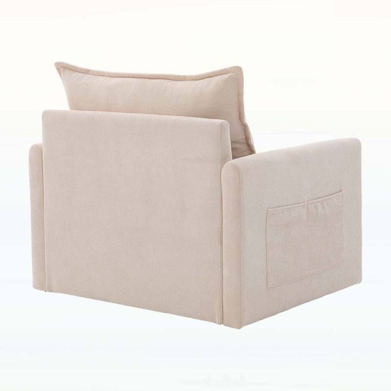 Fauteuil demi-tonneau pivotant de style Mid-Century moderne, Beige