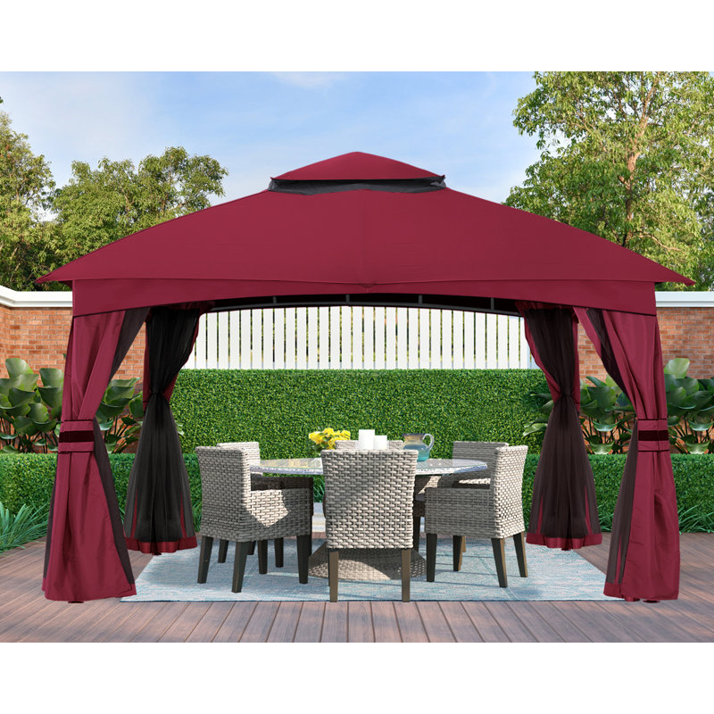 Steel Patio The Soft Roof Gazebos, Forest Green, 110" H x 143" W x 118" D