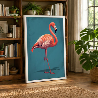Graceful Flamingo Minimalist - Wrapped Canvas