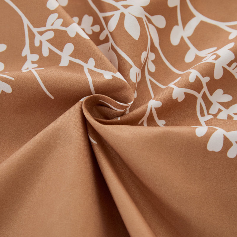 Microfiber Floral Sheet Set, Queen Sheet Set + 1 Fitted Sheet + 2 Pillowcases, Taupe