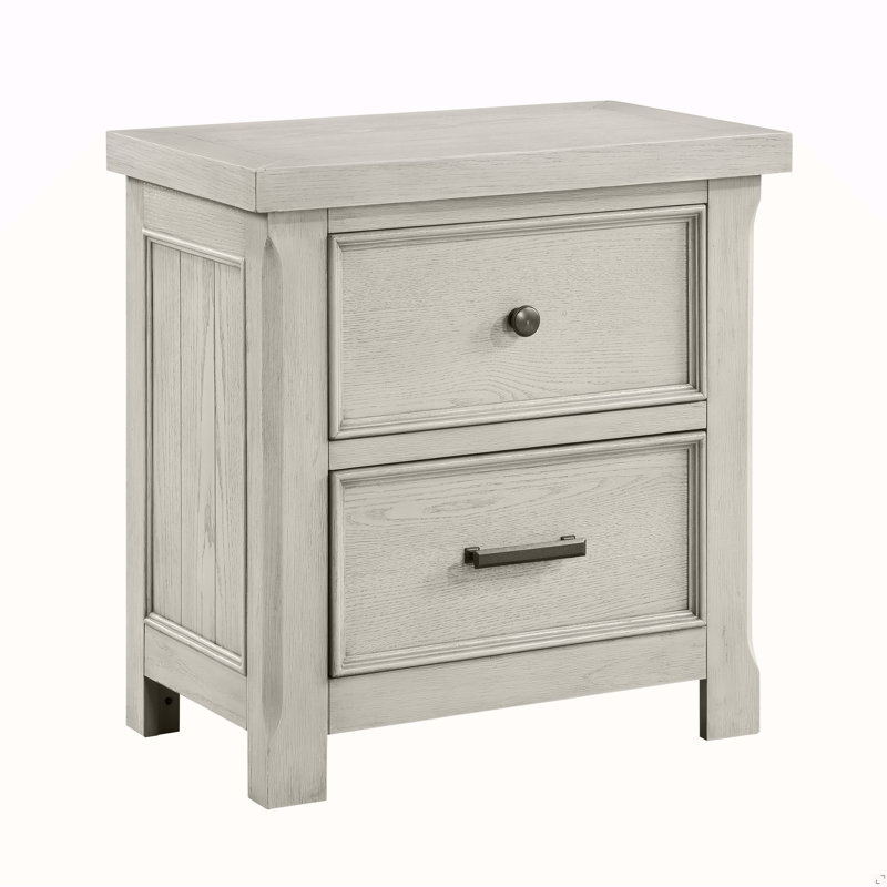 Table de chevet classique en bois gris clair avec 2 tiroirs et meubles de chambre à coucher 1 pièce