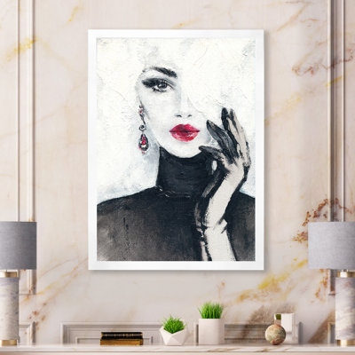 White Black Fashion Woman Portrait II " White Black Fashion Woman Portrait II " Painting Print