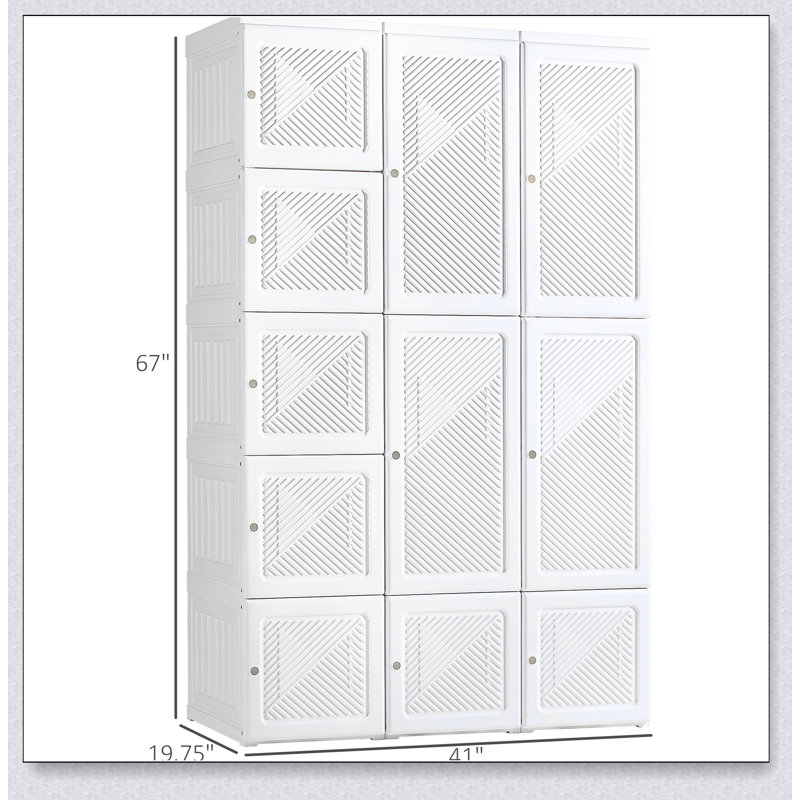 Armoire-penderie portative HOMcom, armoire de chambre pliante avec 11 compartiments cubiques, tringle et portes magnétiques pour un rangement efficace