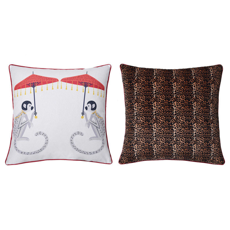 24" Double Sided Monkey Print and Cheetah Velvet Pillow
