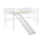 Loft Bed With Slide, Twin, Space Saving Kids Low Loft Bed With Guardrail And Ladder-2077997476
