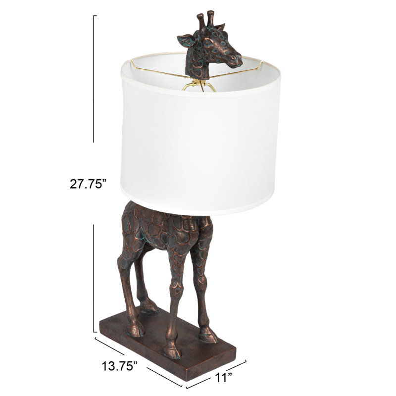Lia Resin Giraffe Table Lamp with Linen Shade, Bronze