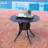 Isabelle Round Cast Aluminum Patio Dining Table with Umbrella Opening