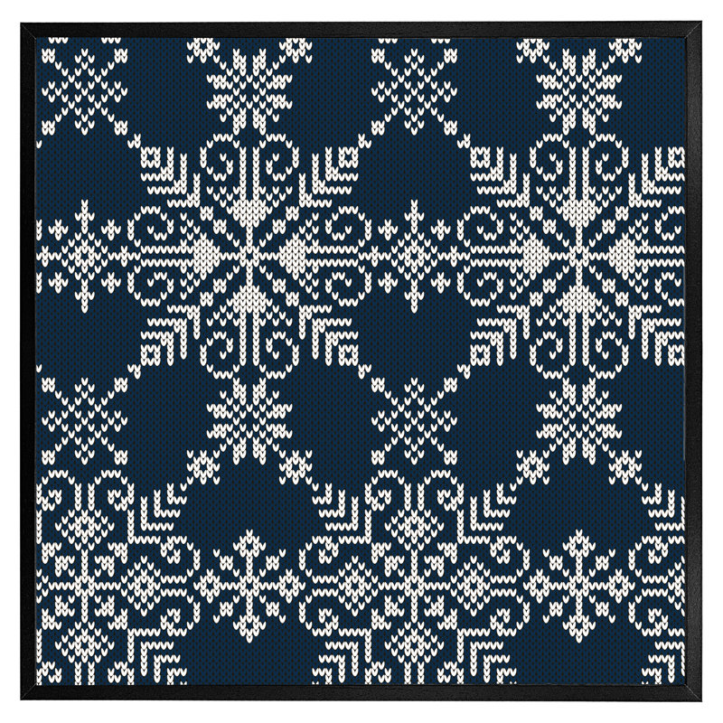 Canaseraga Knitted Of White Snowflakes - Single Picture Frame Print, Black, 31cm H x 31cm W x 4cm D