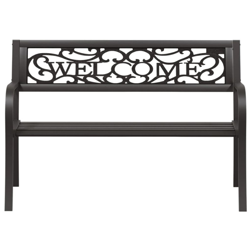 Banc de jardin, acier thermolaqué noir résistant aux intempéries, 50 po