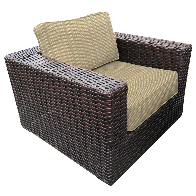 Chaise de patio avec coussins Sireci, Bambou Dupione