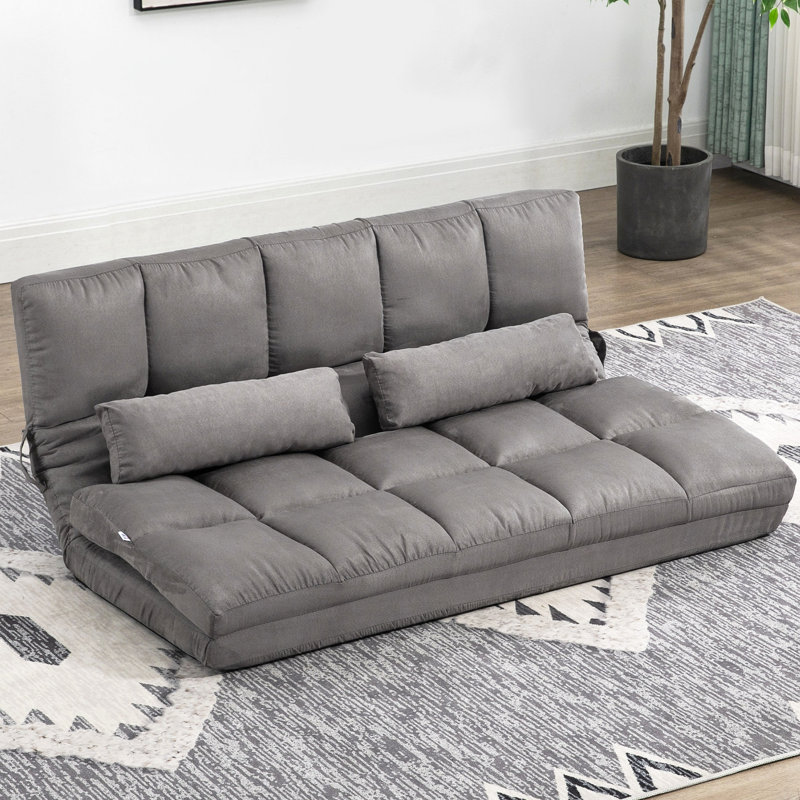 Canapé convertible, canapé-lit pliant, chaise longue d'invité, Polyester gris foncé, H 23,5 po x l 51,3 po x P 28,8 po