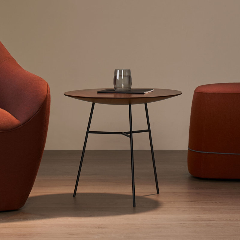 Bassa Solid Wood End Table, Ash-870, Brushed Stainless Steel, 17" H x 16" W x 16" D
