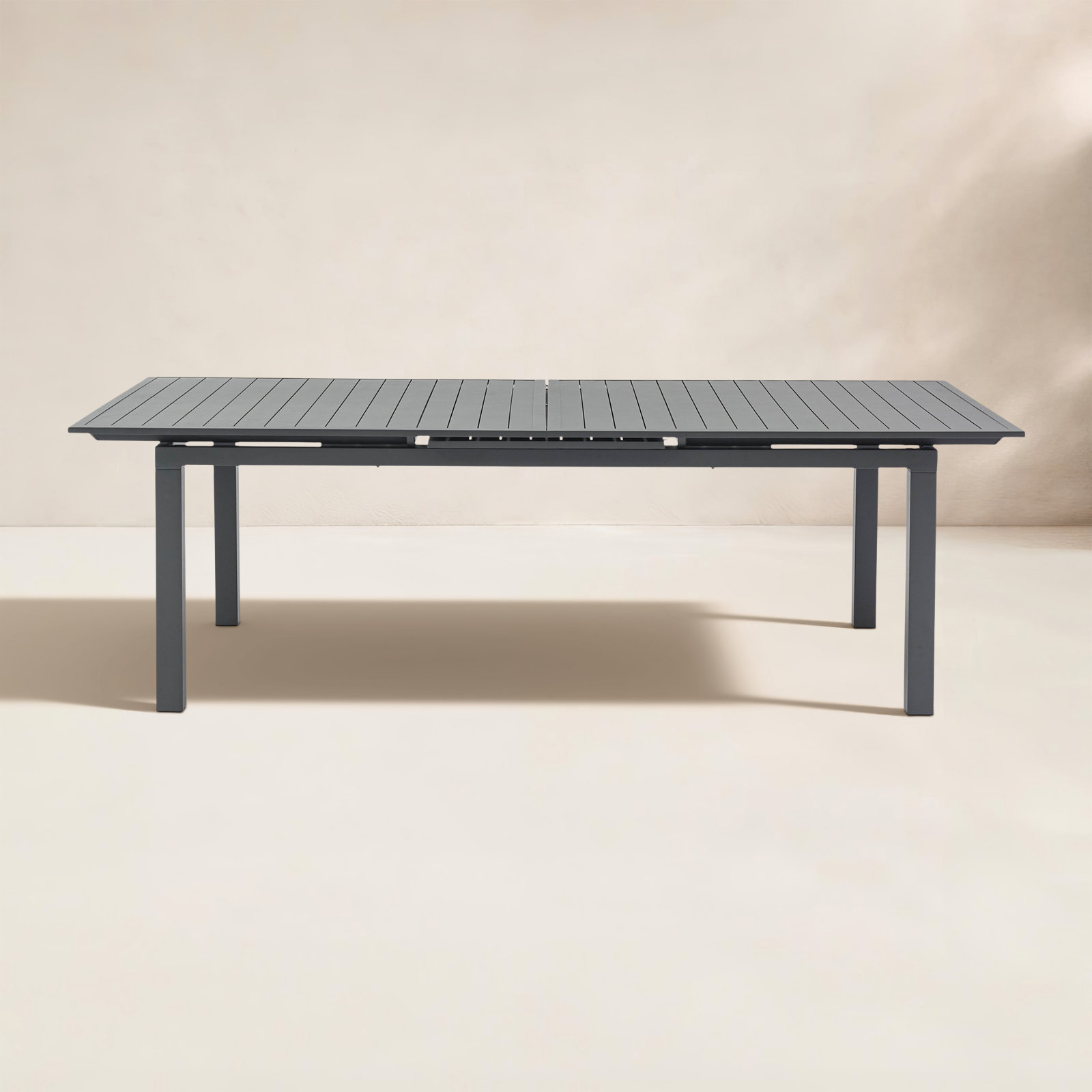 Basurto Extendable Aluminum Dining Table, Dark Gray