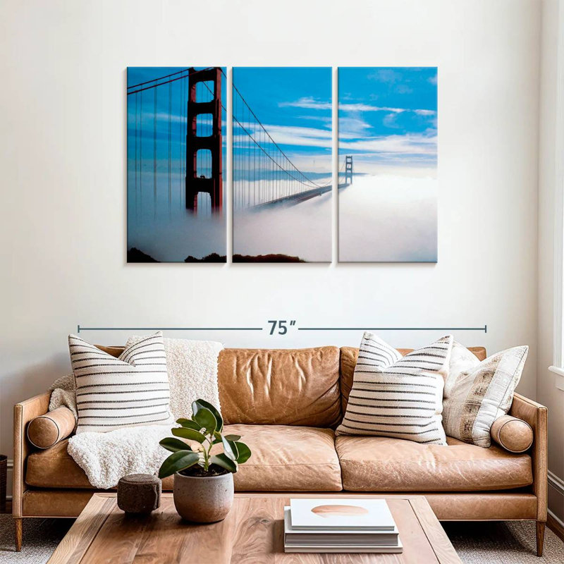Lilie Golden Gate Bridge dans la brume, H 36 po x l 57 po