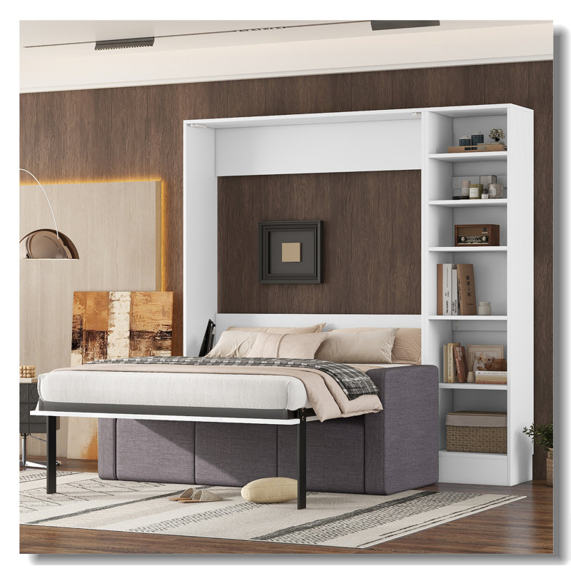 Murphy Bed Wall Bed With Sofa,With Shelves, Full