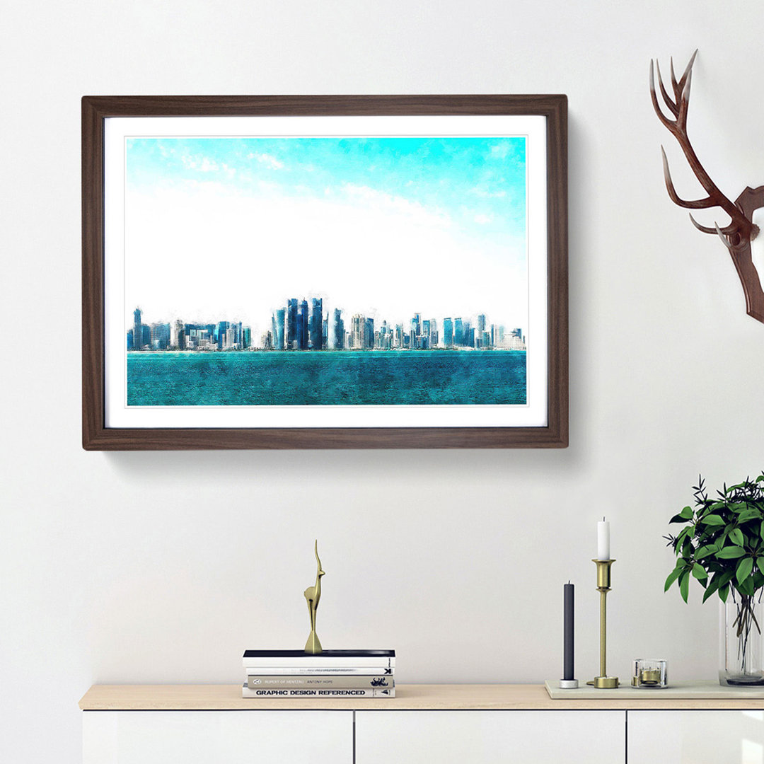 Skyline of Doha in Qatar - Framed Print