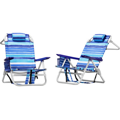 Backpack Beach Chairs (Set of 2), Folding Heavy Duty Camping Chair with Large Pockets