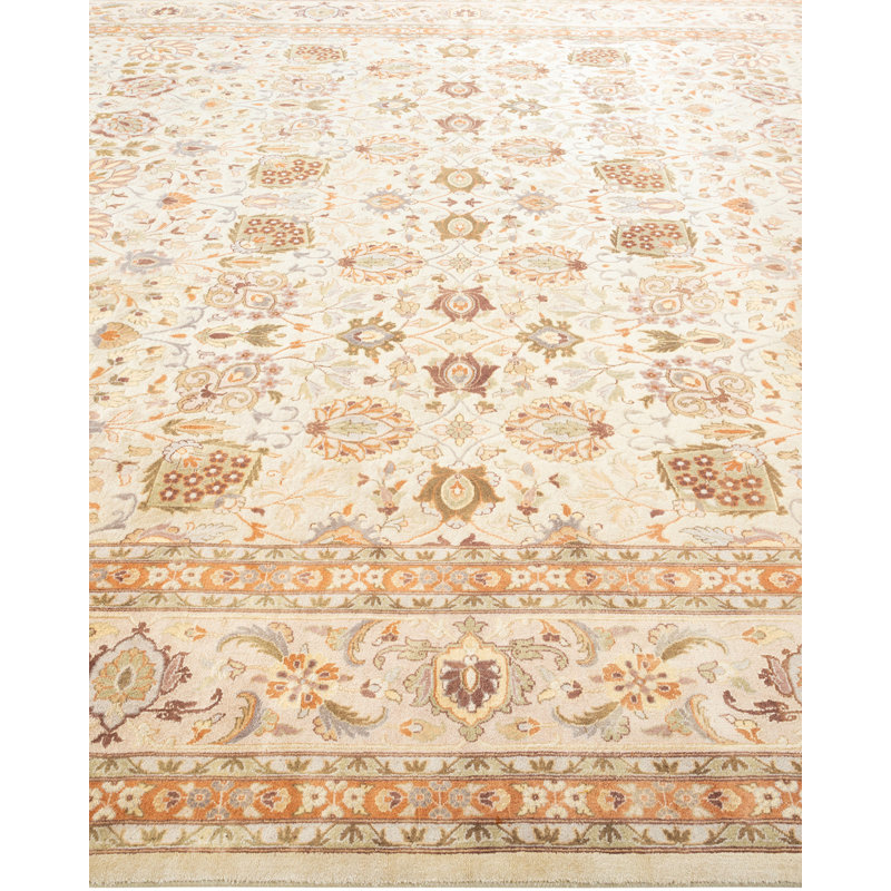One-of-a-Kind Hayner Hand-Knotted 9' x 12'3" Area Rug in Ivory/Rust/Olive