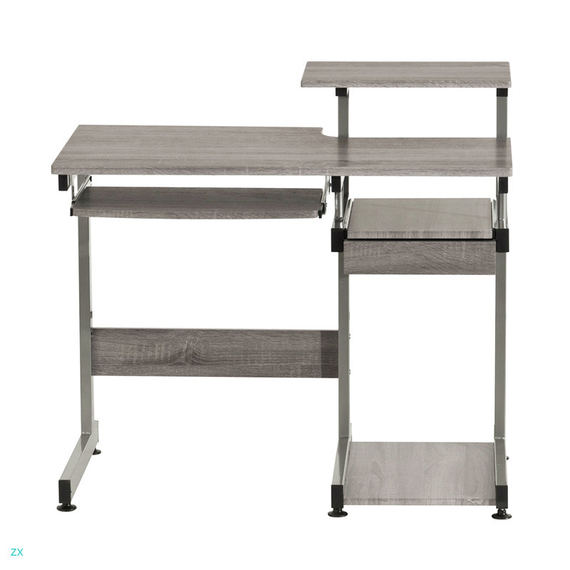Complete Computer Workstation Desk, Gray/Silver