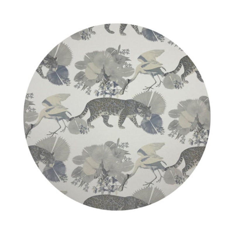 Leopard Walk Powder Vegan Leather Round Coasters, Cameo