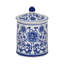 Bougie parfumée en céramique 6 po 8 oz avec couvercle, bleu / blanc