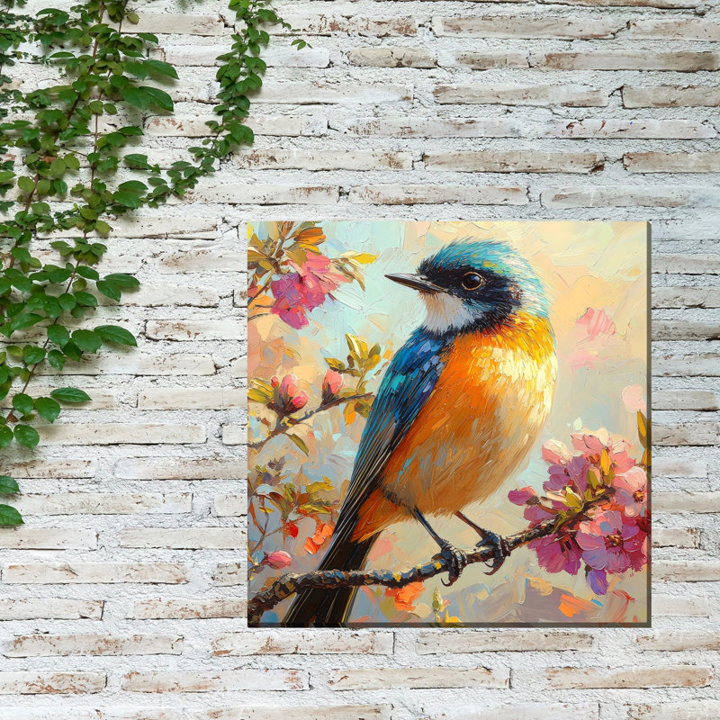 Art sur toile, oiseau et fleur