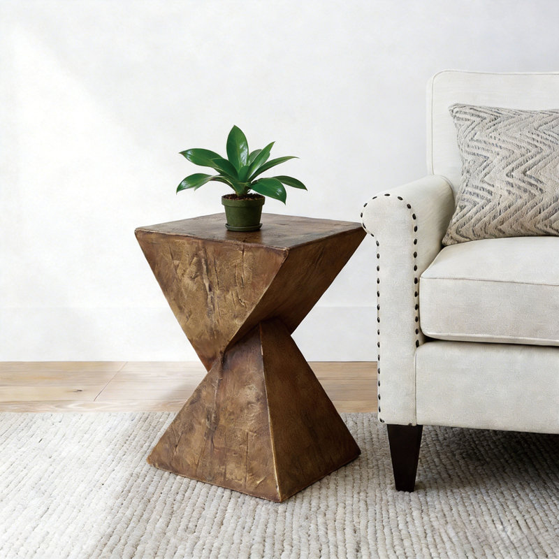 Table d'appoint abstraite moderne en forme de sablier de 18 pouces, table de bout supérieure pour une utilisation intérieure et extérieure