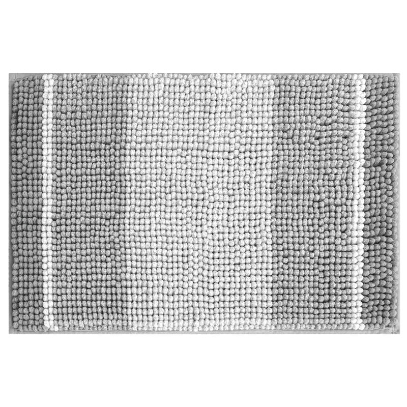 Mersin Gradient Chenille Water Absorbent Soft Plush Bath Rug, 16" W x 24" L, Light Gray
