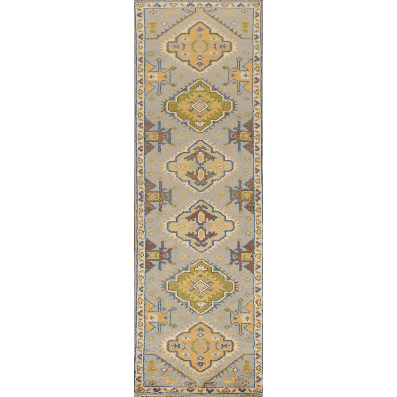 Tapis de couloir indien à motif géométrique 3 x 10