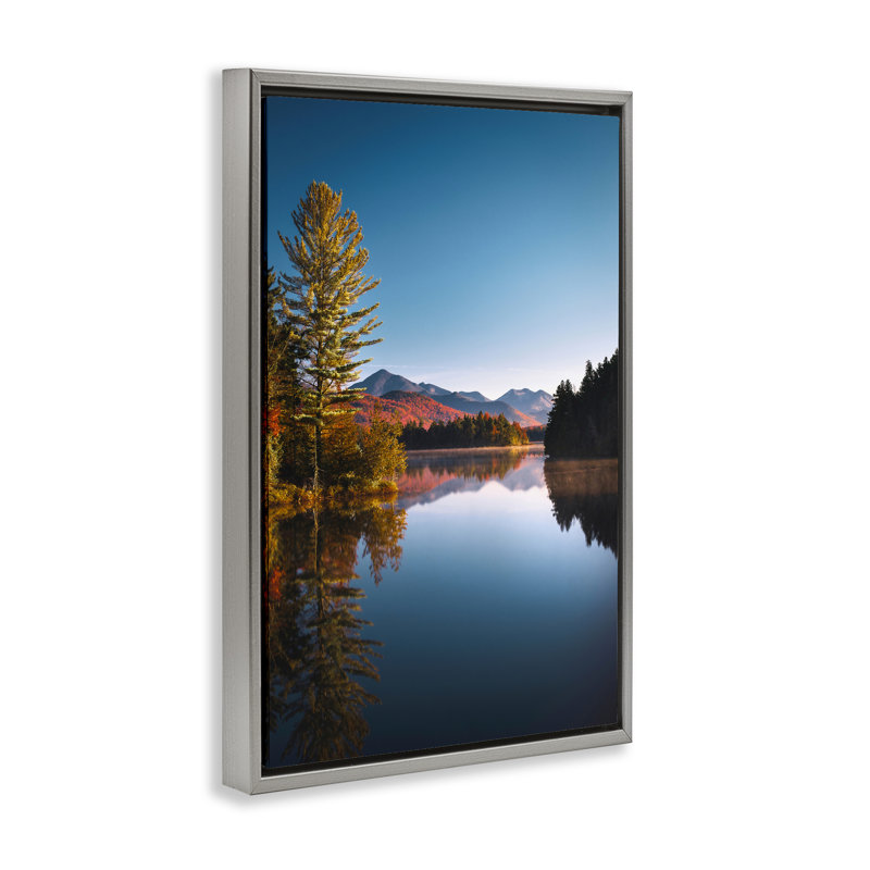Cadre flottant Autumn Morning Wilderness, design par Jonathan Zahaurek, Cadre flottant gris lustré, H 25 po x l 17 po