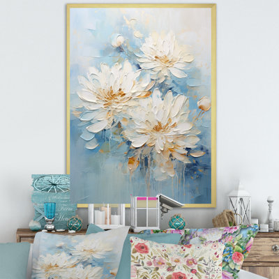 Chrysanthèmes blancs et bleus I - impression