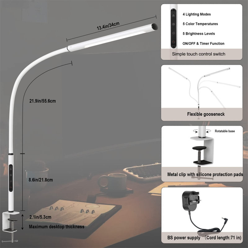 Dakyla Desk Lamp, White