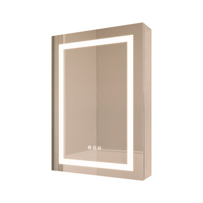 26x20 inch Bathroom Medicine Cabinet with LED Mirror, Anti-Fog, Waterproof, 3000K~6000K Single Door Lighted Bathroom Cabinet with Touch Swich, Dimmabl -  Ivy Bronx, DDD026873A4C411C8DA2F1E9869DEA42