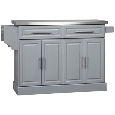 Rolling Kitchen Island With Stainless Steel Top, Multiple Storage Options, And Easy Mobility For Efficient Cooking