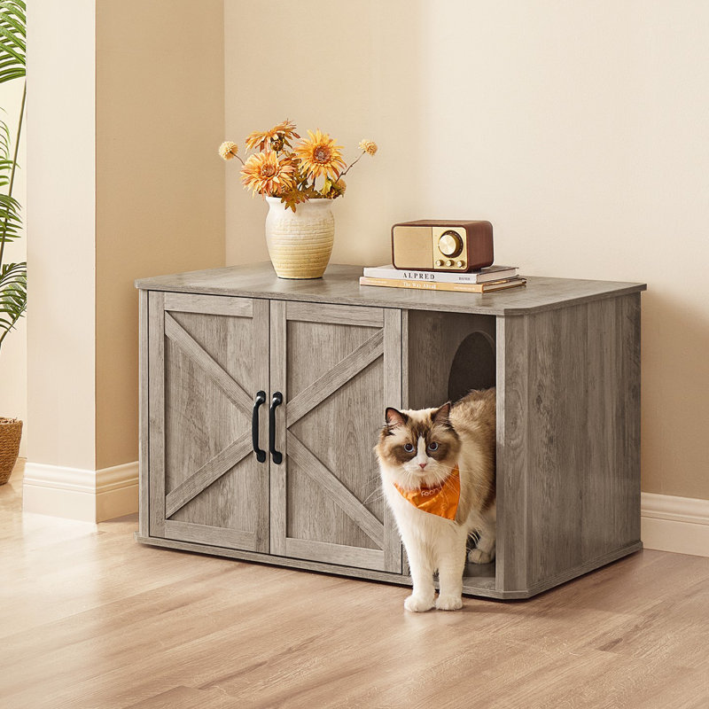 Gerrika Wood Litter Box Enclosure, Greige