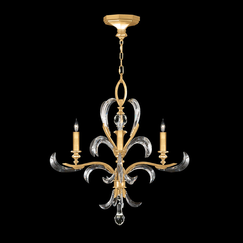 Lustre rond biseauté 28 po, Feuille d'or