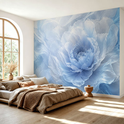 Wall Mural Peel and Stick Wallpaper Delicate Light Blue Floral Watercolor Translucent Petals Self-Adhesive Removable Contact Paper Wall Decor for Living Room Bedroom 69"H x 96"W